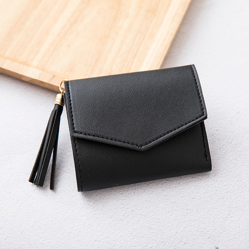 Wholesale Short Tassel Trifold Wallet PU Wallet